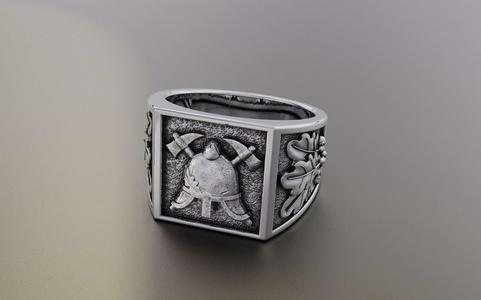 VIKING HELMET SIGNET RING 3D PRINT MODEL