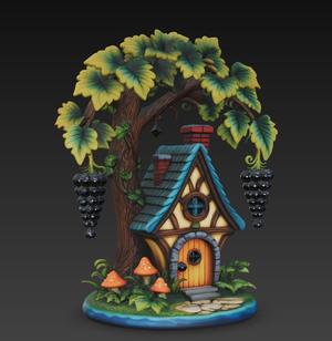 Miniature Elf House Figurine for Fall Garden Decoration