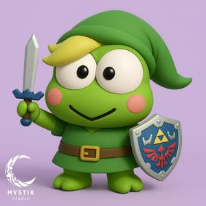 Keroppi dressed as Link – Sanrio x Zelda 3D Cartoon Fusion