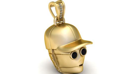 Cyborg Head Pendant with Baseball Cap 3D Printable Model