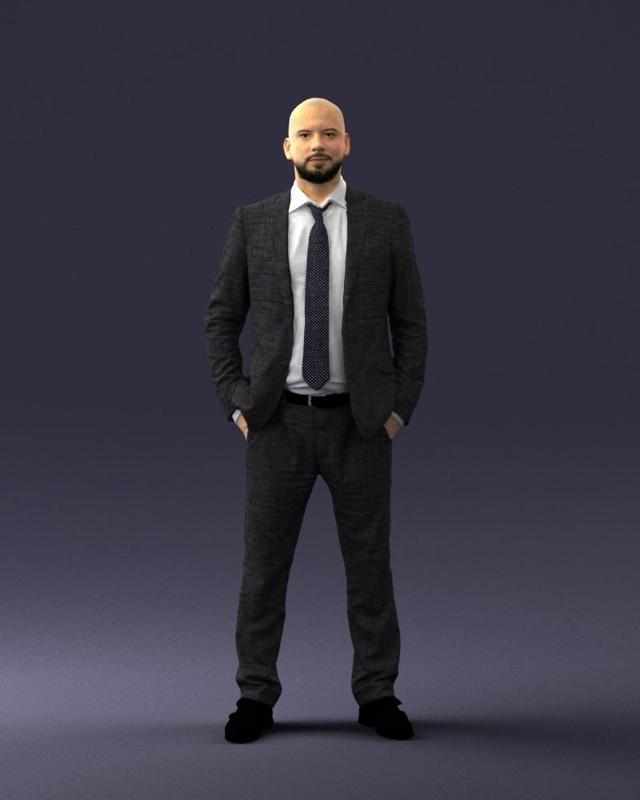 000284 Bald Man in Suit – Realistic Business Character 0809