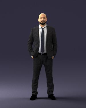 000284 Bald Man in Suit – Realistic Business Character 0809