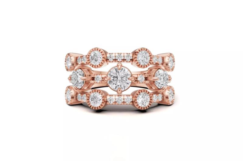 Women Round Diamond Multi Band Ring