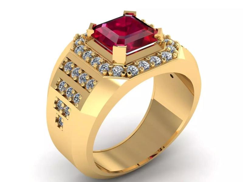 DIAMOND RUBY RING 3D PRINTABLE MODEL