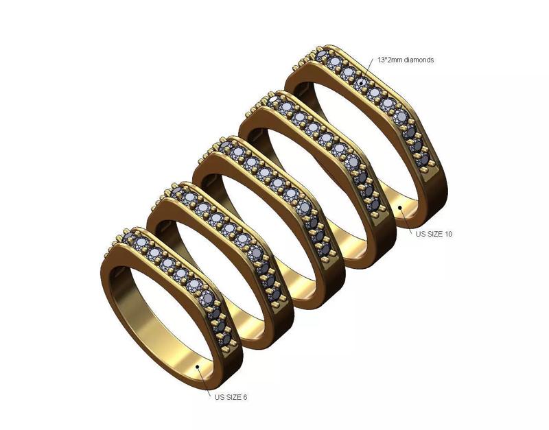 Diamond flat top ring US sizes 6to10