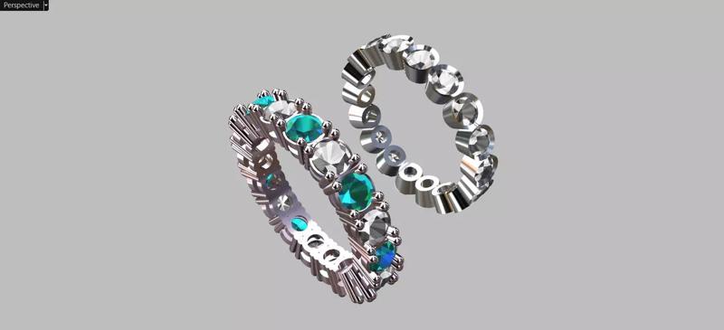 Double Eternity Rings with prong-setting and bezel-setting