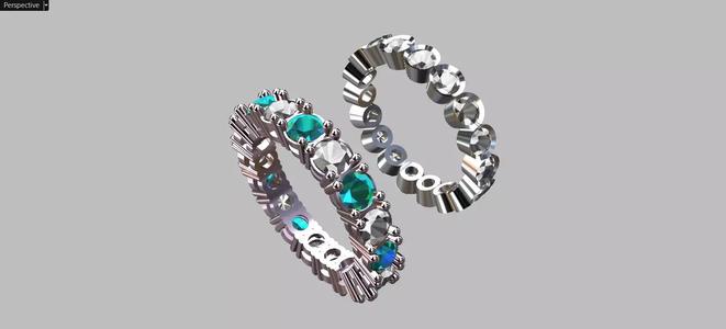 Double Eternity Rings with prong-setting and bezel-setting