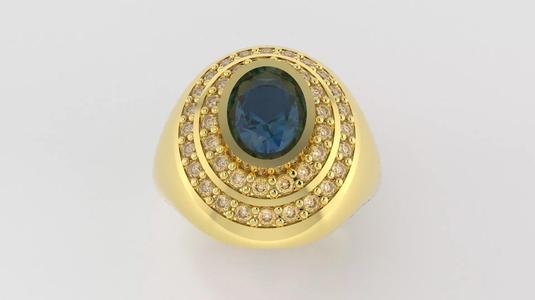 Domed Oval Double Halo Ring