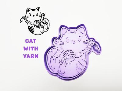 Cat with Yarn Cookie Cutter / Stamp