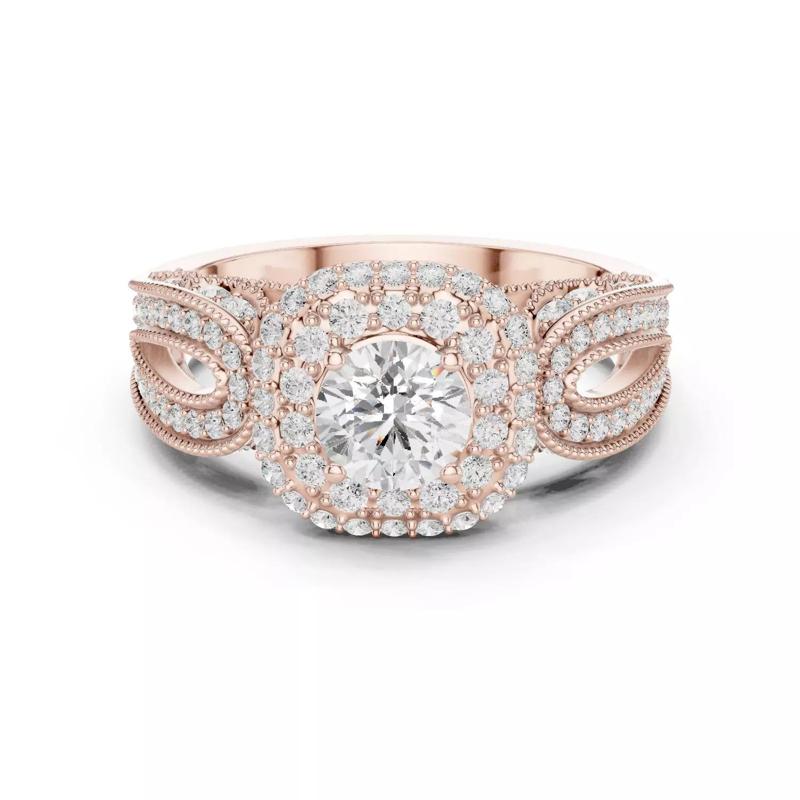 Split Shank Double Halo Round Cut Wedding Ring 3DM STL Video