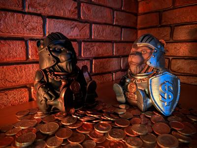 Piggy Bank - Lion  Knight