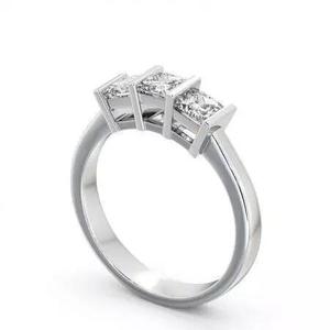 stl file three stone princess cut diamond engagement ring gold
