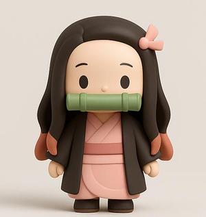 Nezuko Kamado Chibi STL - Demon Slayer Girl Miniature for 3D Printing | Rymx6