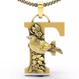 Letter F pendant gold  jewelry printable 3D model