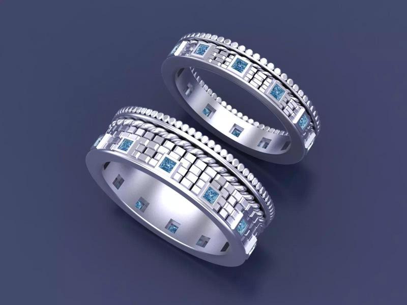 Statement Texture Band Couple Ring CAD Design Art