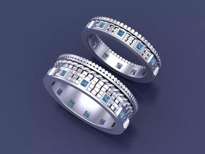 Statement Texture Band Couple Ring CAD Design Art