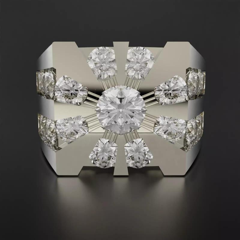 Starburst Round Multi Diamond Ring