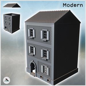 Square brick building with shuttered windows and two floors (intact version) (31) - Modern WW2 WW1 World War Diaroma Wargaming RPG Mini Hobby
