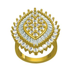 Marquise Shape Baguette and Round Halo Womens Ring