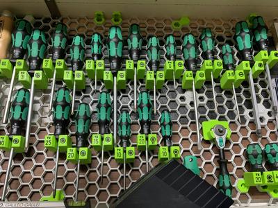 Wera screwdriver holders for Honeycomb storage wall