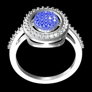 Blue Sapphire Round Diamond Engagement Ring
