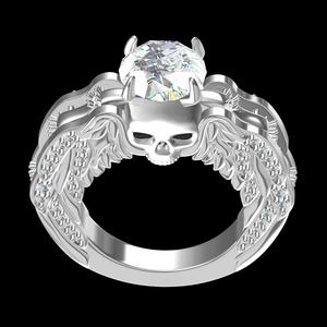 Vintage Style Skull with Wings Engagement Ring