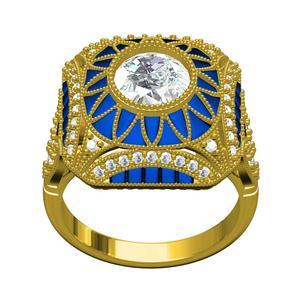 Antique Blue Sapphire Stone Art Deco Inspired Engagement Ring