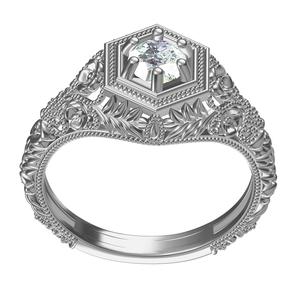 Single Diamond Solitaire Art Deco Engagement Ring