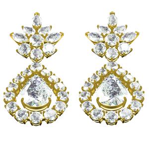 Pear and Round and Marquise Diamond Pear Drop Earring