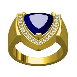 Antique Channel Set Blue Sapphire Trillion Stone Ring