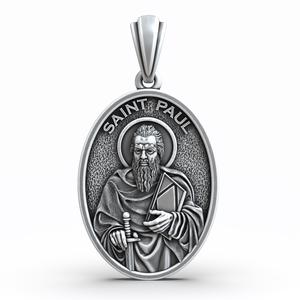 Saint Apostle Paul with Book and Sword Christian Medallion