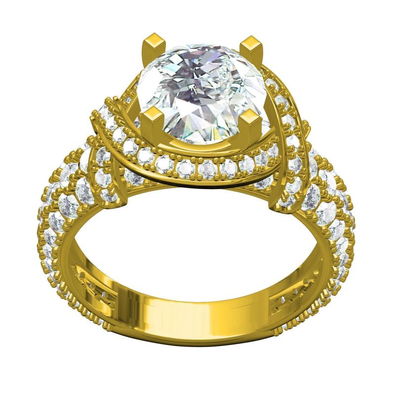 Round Cut Diamond Twisted Halo Engagement Ring