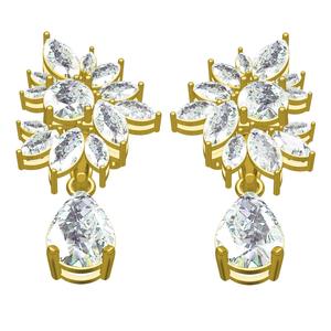 Marquise Diamond Flower Cluster Pear Drop Earring