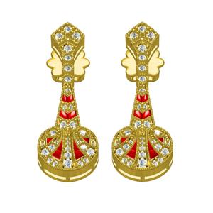 Beautiful Art Deco  Long Dangle Earring