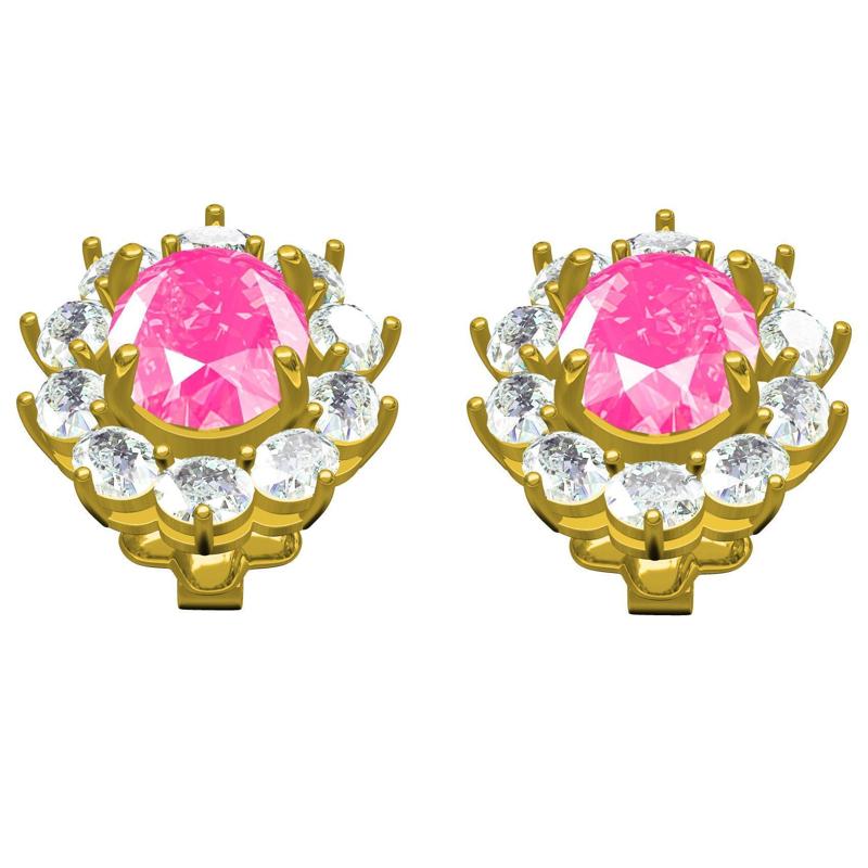 Oval Stone Cluster Stud Earring