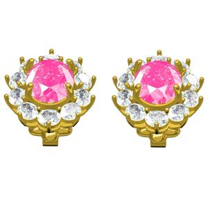 Oval Stone Cluster Stud Earring