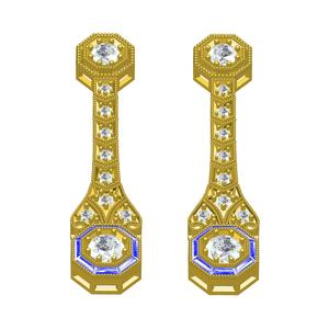 Octagon Baguette Halo Art Deco Earring