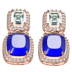 Dark Blue Big Stone Vintage Earring