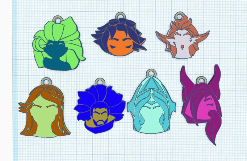 pack of 7 lol #3 keychains