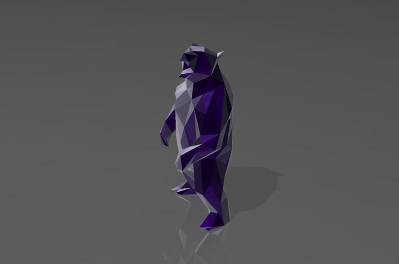 Standing Shouting Bear - Low Poly