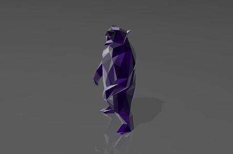 Standing Shouting Bear - Low Poly
