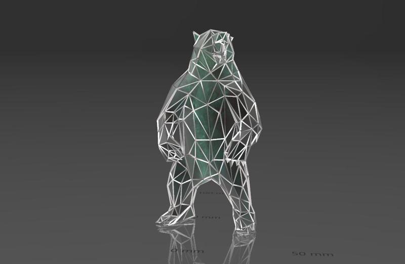 Guardian Bear - Low Voronoi Style - Single Spider Web - LowPoly - Perfect Design - Easy Print - Decor