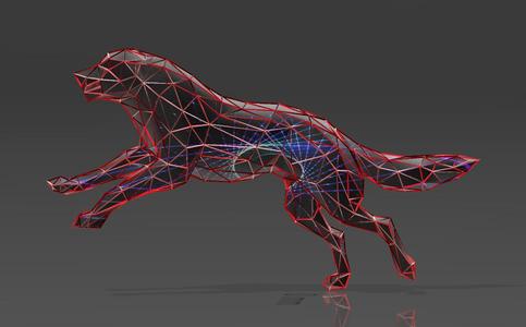 The Wolf Jumping on Its Prey - Low Voronoi Style - Single Spider Web - LowPoly - Perfect Design - Easy Print - Decor