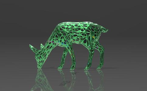 Grazing Deer - Voronoi Style - Spider Web - LowPoly - Perfect Design - Easy Print - Decor