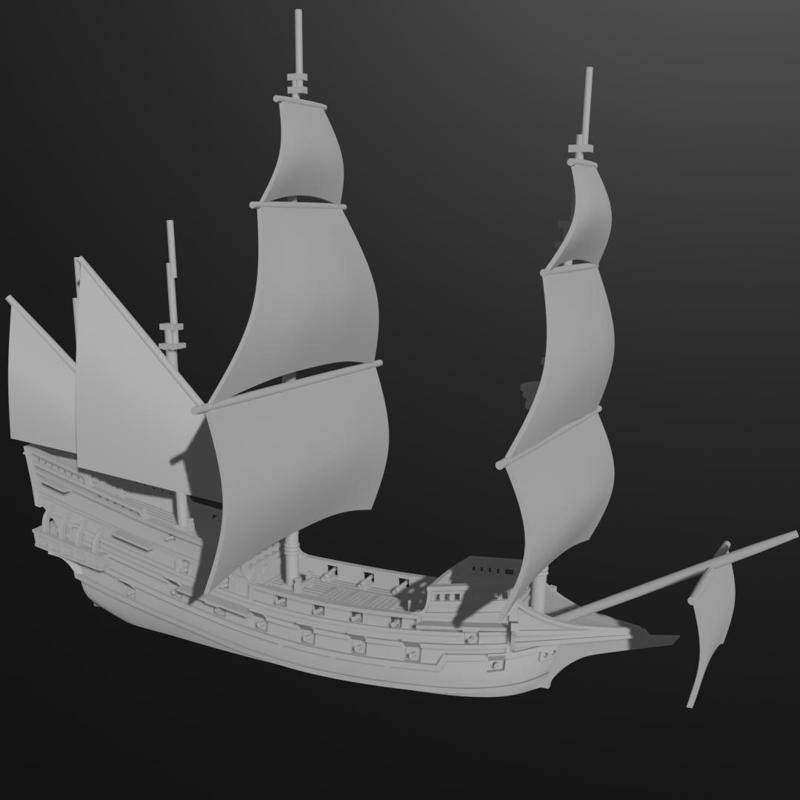 EN English Race-built Galleon "Revenge" & Blender File GS-EN-6