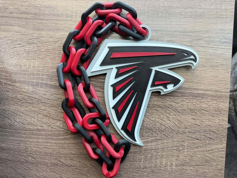 Atlanta Falcons Logo Oversized Necklace, Pendant Chain