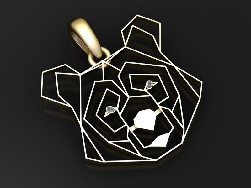 geometric bear pendant  3D printable model