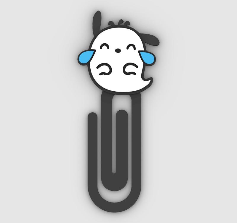 Pochacco Ghost - Paper clip, bookmark - 3MF pre-painted , STL