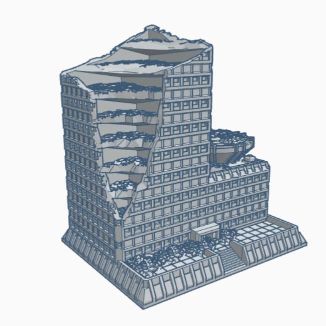 Sci-Fi Ruined Building 51 Ruined Hardened Building with VTOL Pad