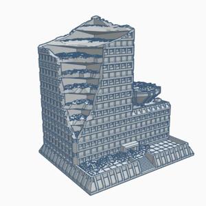 Sci-Fi Ruined Building 51 Ruined Hardened Building with VTOL Pad